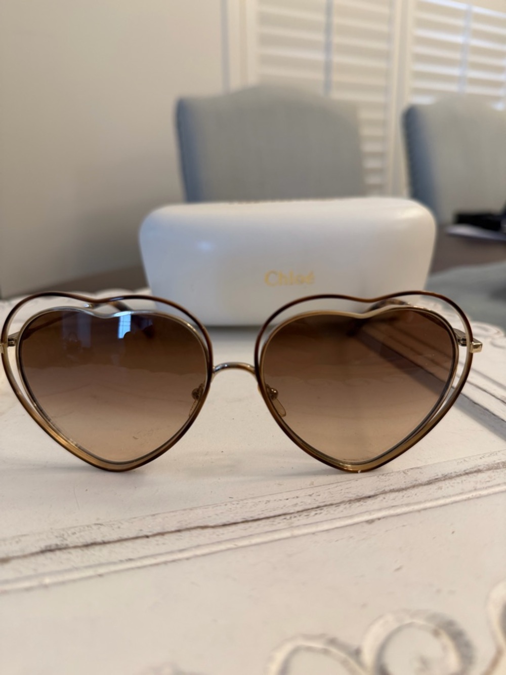 Chloe Heart-Shaped Sunglasses in Brown Gradient